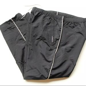 Black Nylon, Zip Leg Elastic‎ Waist Track Pants